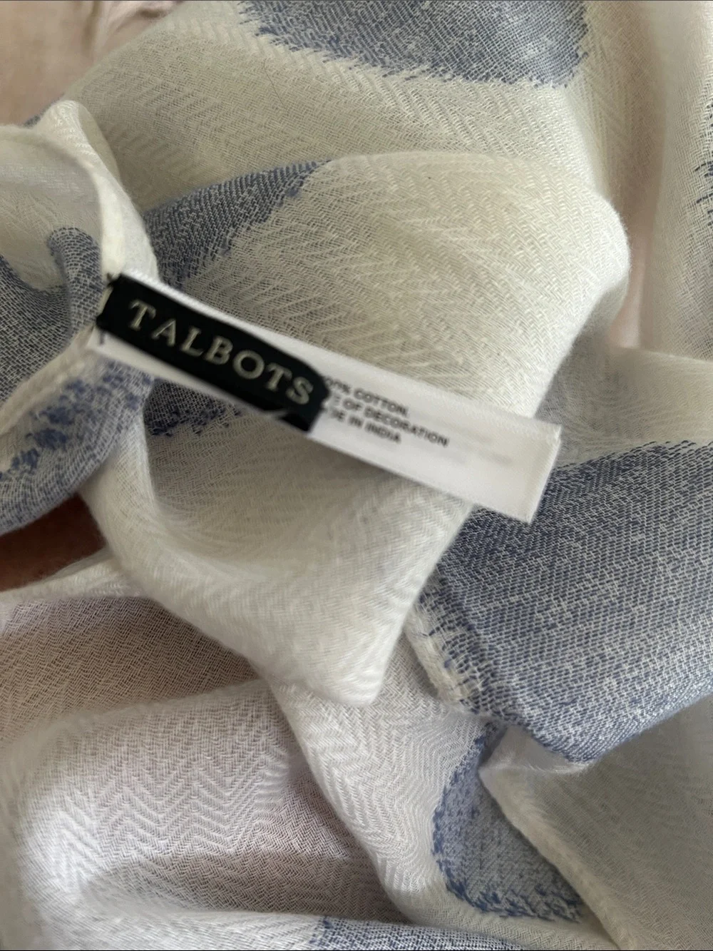 Talbots White and Light Blue  Polka Dots Cotton Wrap